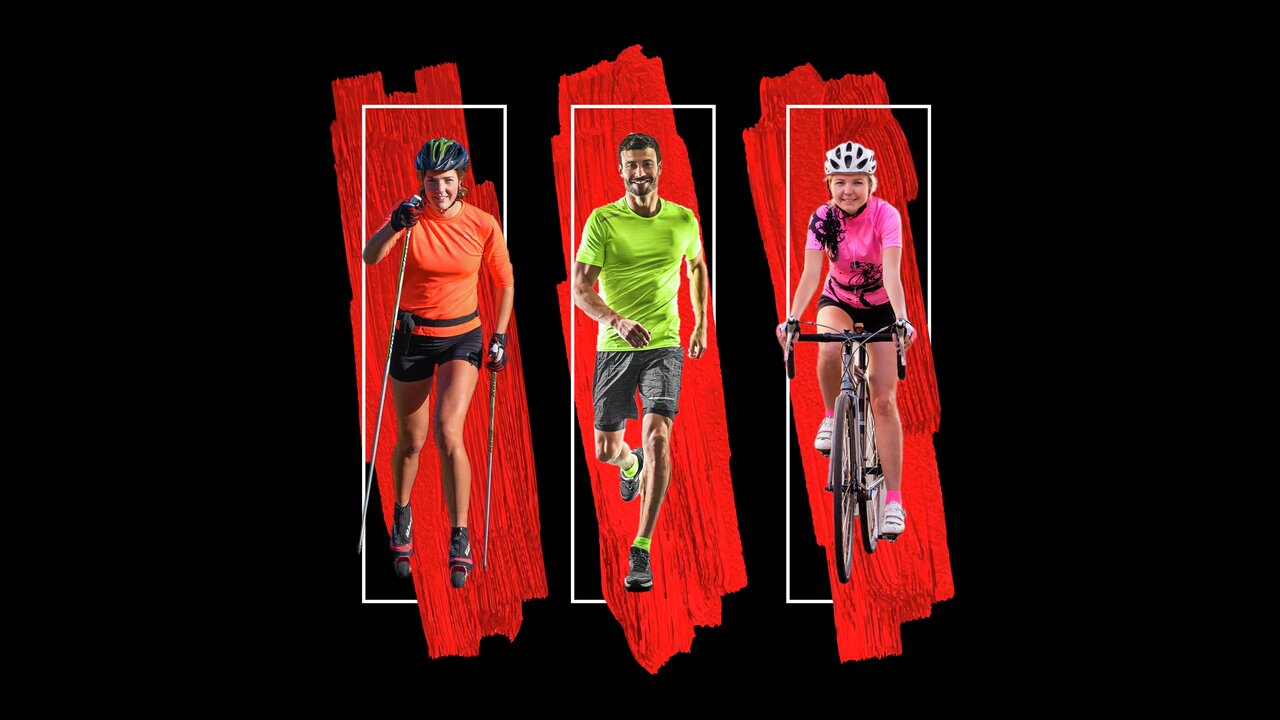 Bilde av langrennsløper, løper og syklist som illustrasjon av Kondisløpene i 2023.