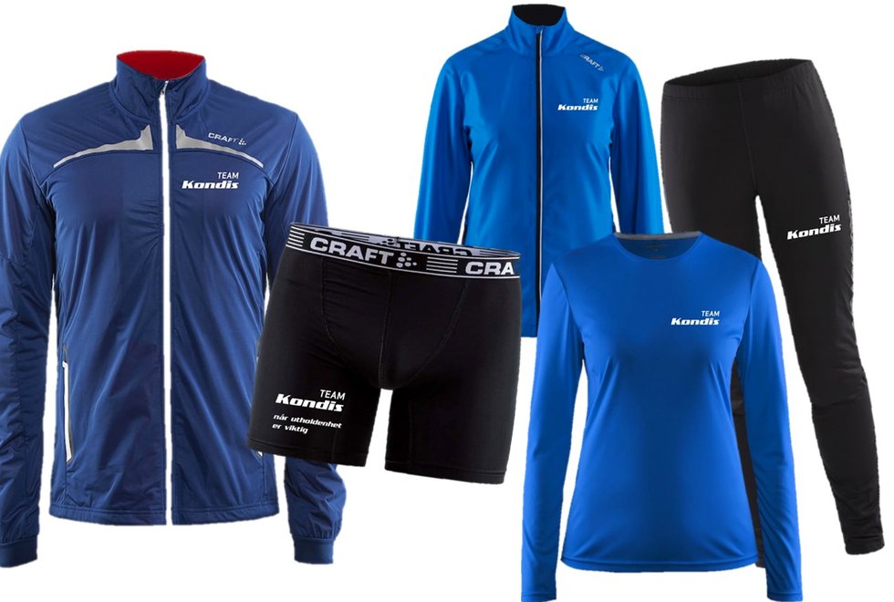 Produkter: Nå kan du kjøpe egne klubbklær for Kondismedlemmer i Team Kondis-butikken. Har du løpt et maratonløp, kan du få klubbtøy med logoen Team Kondis Maratonklubben.