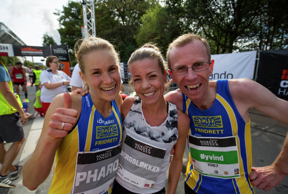 Heidi Pharo, Ida Bergsløkken og Øyvind Sjursen var blide og godt fornøyd etter løpet i København. Foto: Sylvain Cavatz